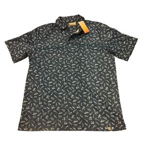 Ocean & Coast Polo Shirt Mens Large Tall LT Blue Graphic Fishing UPF‎ 30 Wicking